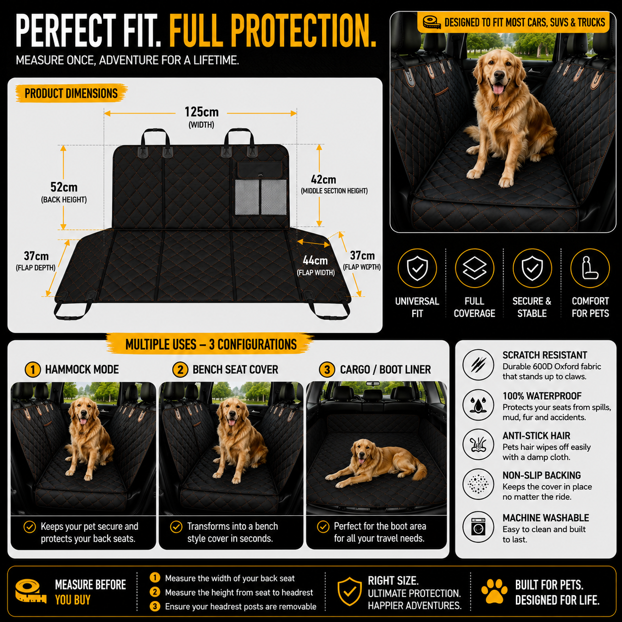 Waterproof Dog Car Seat Cover